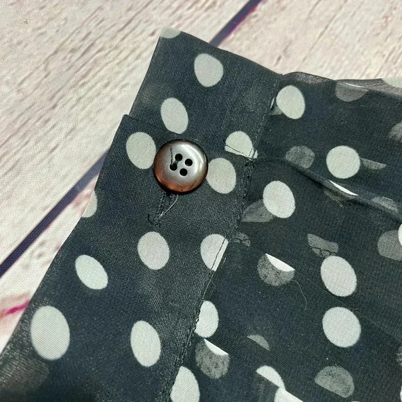 90s Flowy A- Line Vintage Express Pleated Chiffon Polka Dot Knee Length Skirt - Picture 5 of 9